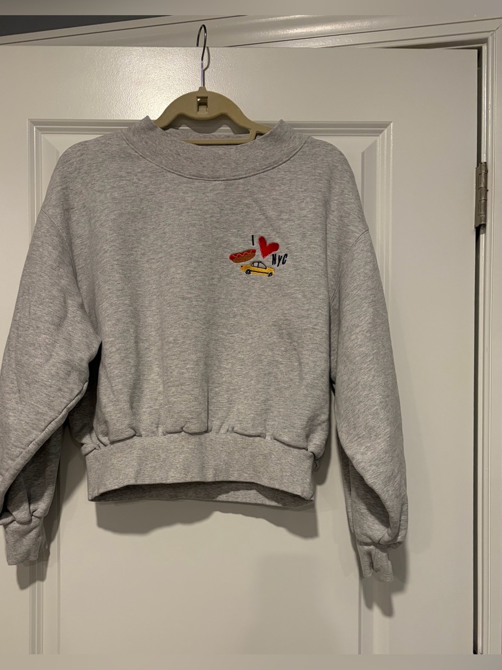 Starfit Gray I Love NYC Cropped Sweatshirt